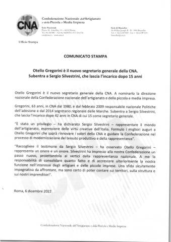 NUOVO SEGRETARIO GENERALE DELLA CNA page 0001